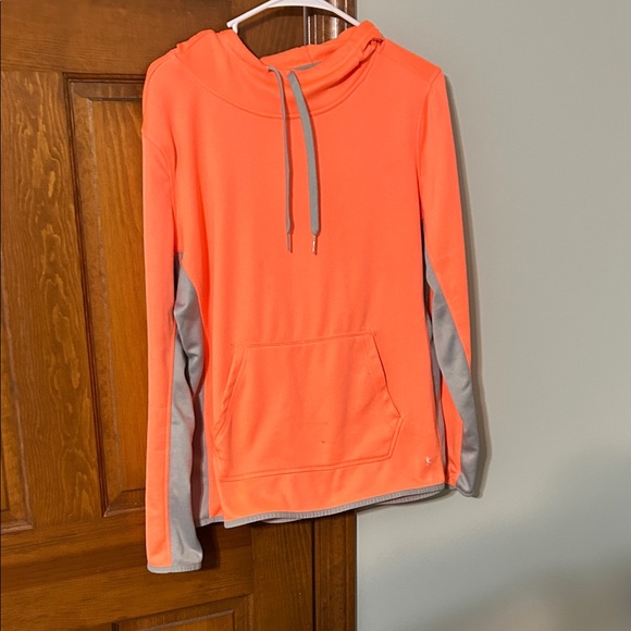 Danskin Now Jackets & Blazers - Danskin Now Vibrant Orange Hoodie with Gray Trim Large. 12/14 some wear